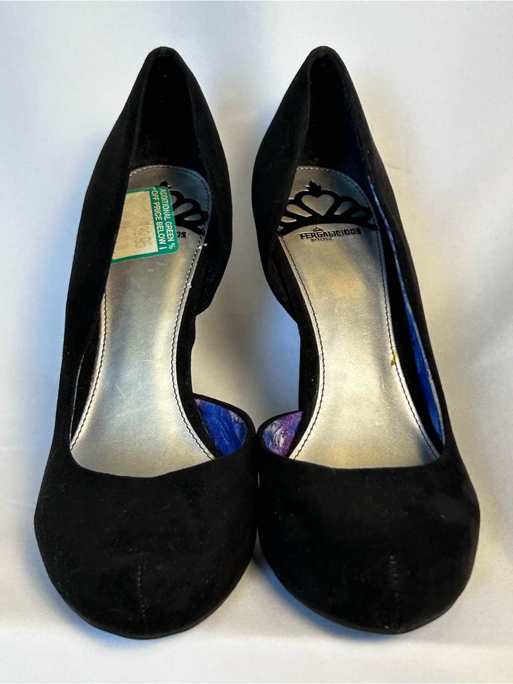 Fergalicious by Fergie "Bianca" Black Faux Suede D'Orsay Platform Pumps - Size 9